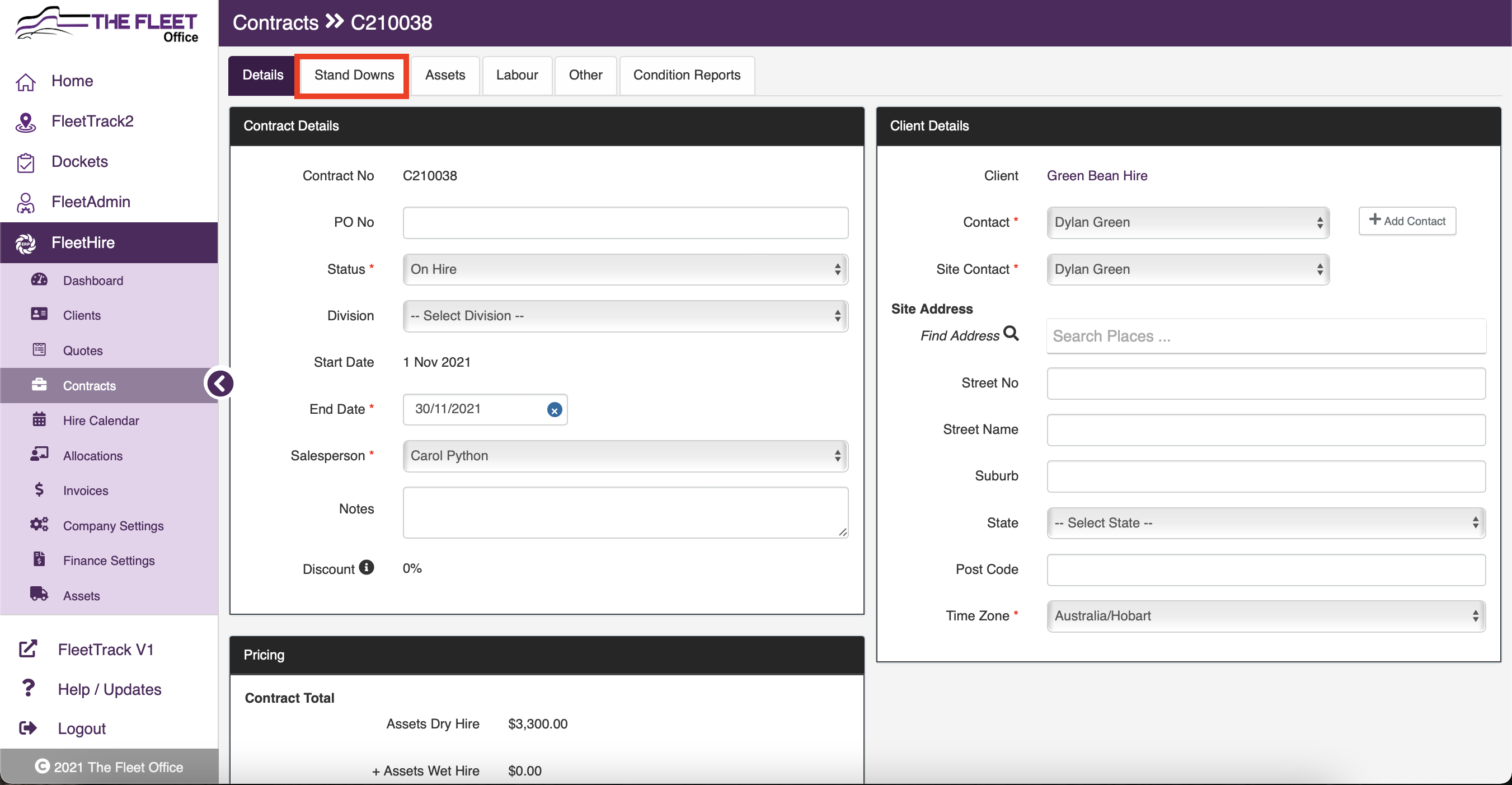 FleetHire Stand Downs The Fleet Office